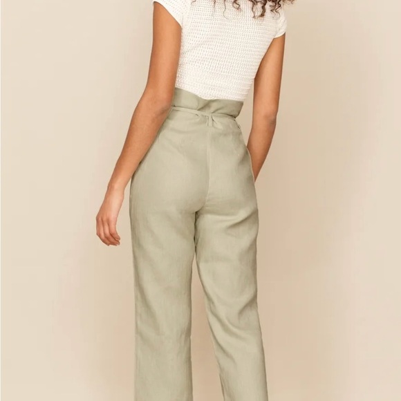 Reformation Paros Linen High Rise Cropped Pants in Oatmeal 6 Minimalist Women’s - Picture 3 of 12
